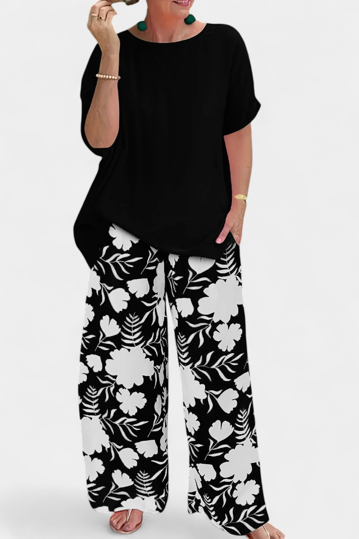 Aivy Floral Two-Piece Set with a Relaxed Feel