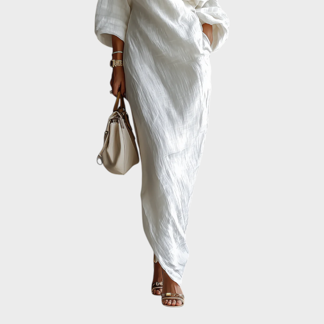 Amber | White Maxi Dress with One Shoulder