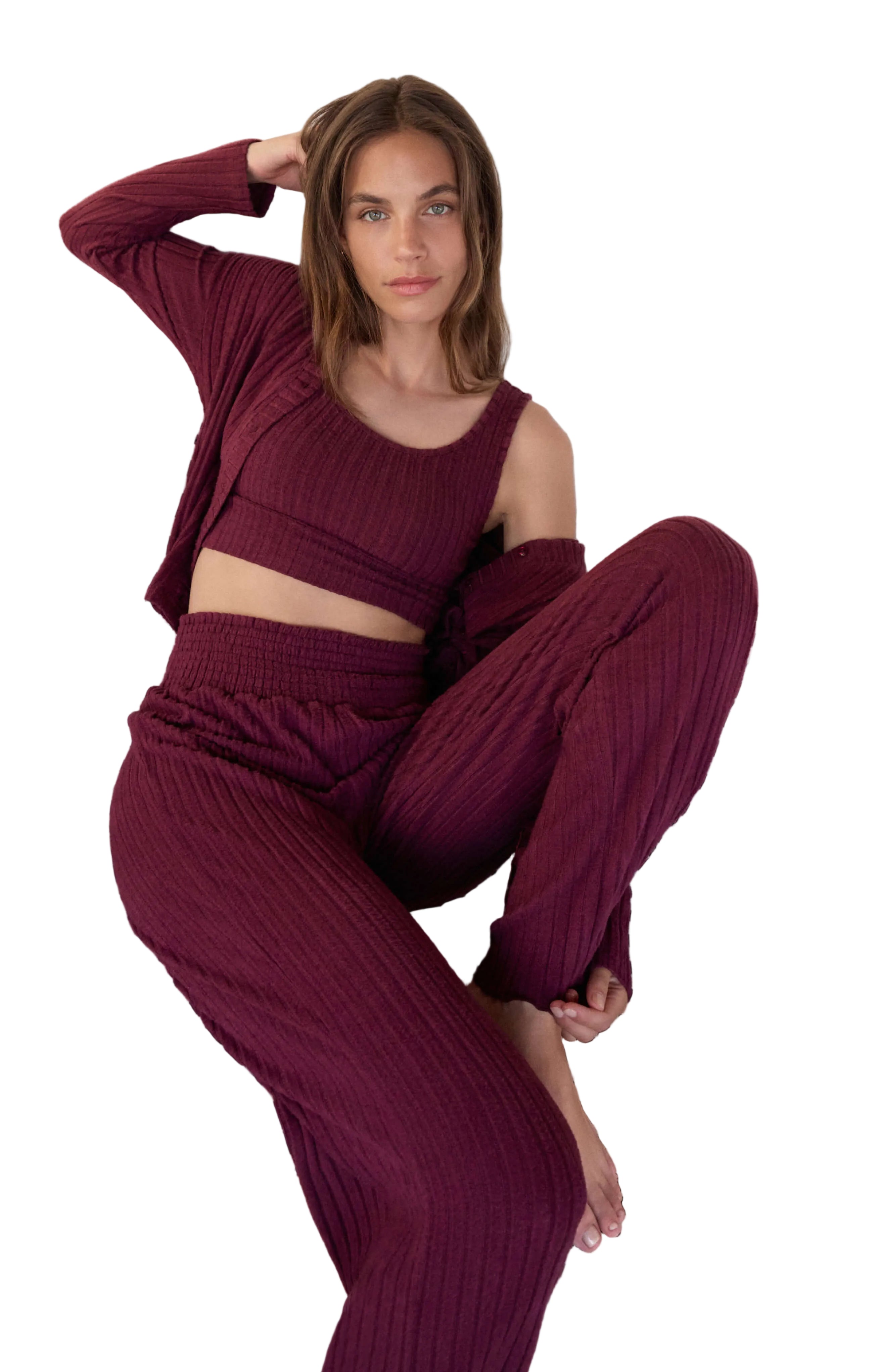 Megan | Dawn Smocked Silky Rib Pant