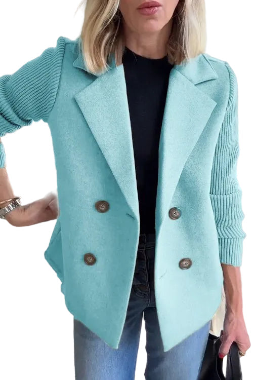 Amora - Elegant Knit-Sleeve Blazer