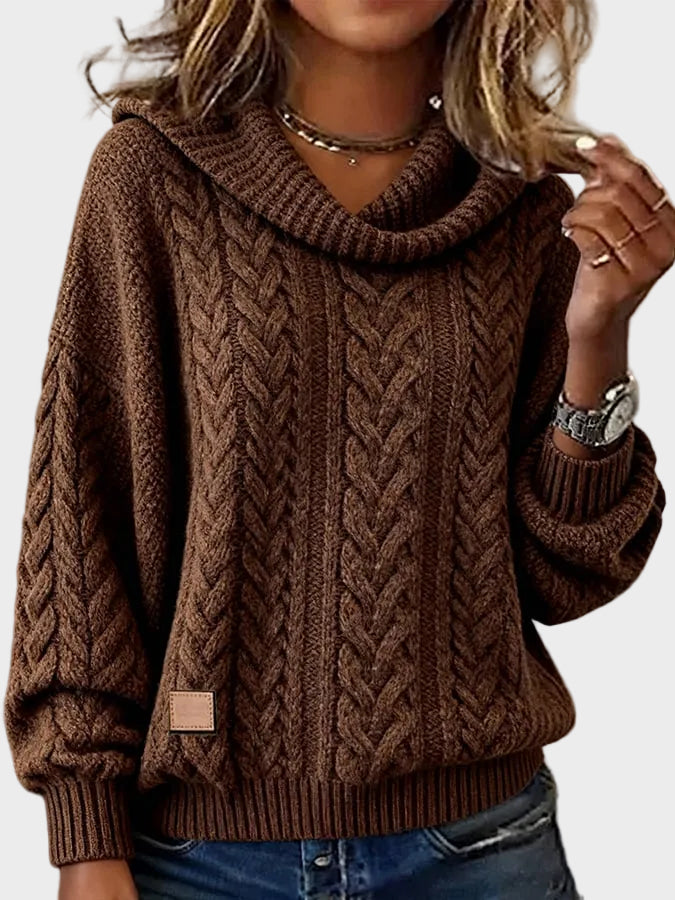 Leslie | Brown Oversized Knitted Blouse (Plain Knit)