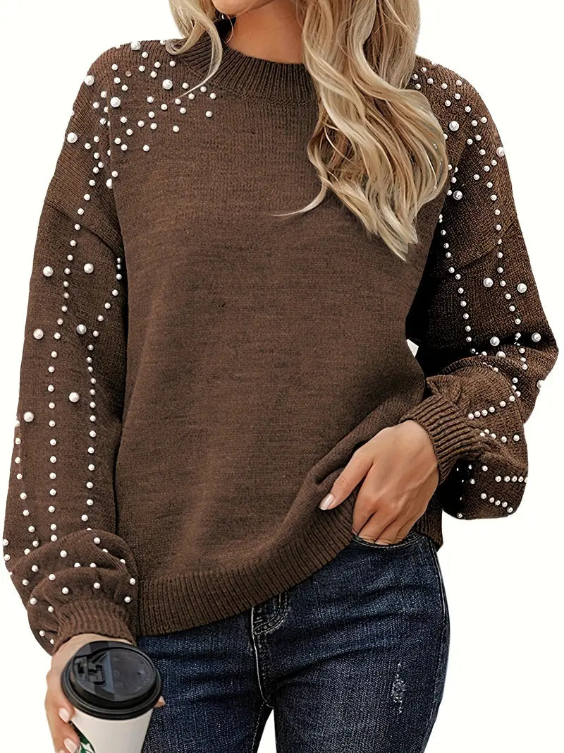 Quinlee - Knitted blouse with long sleeves and round neckline