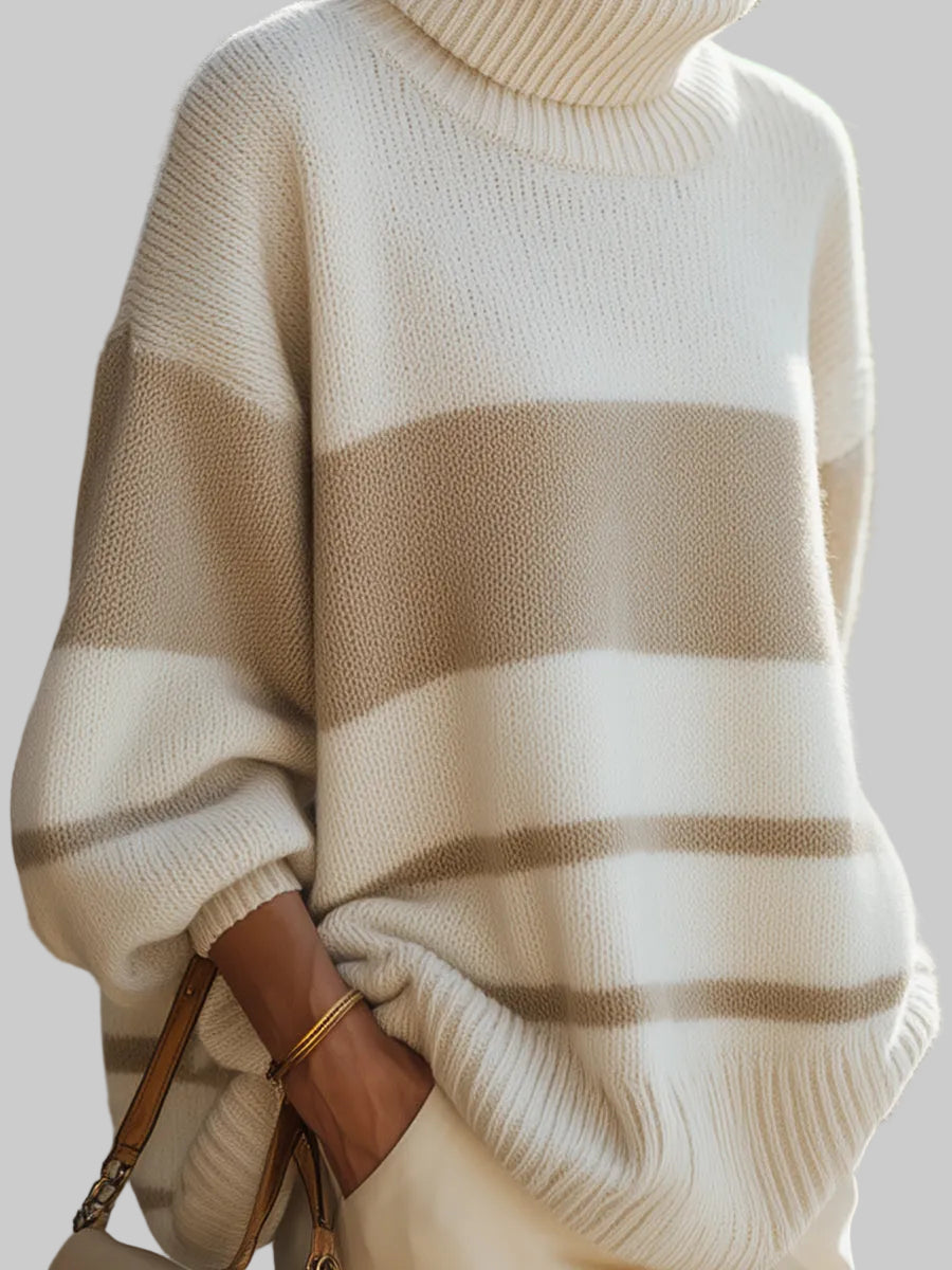 Laurie-Beige and Ecru Striped Sweater Zhivago