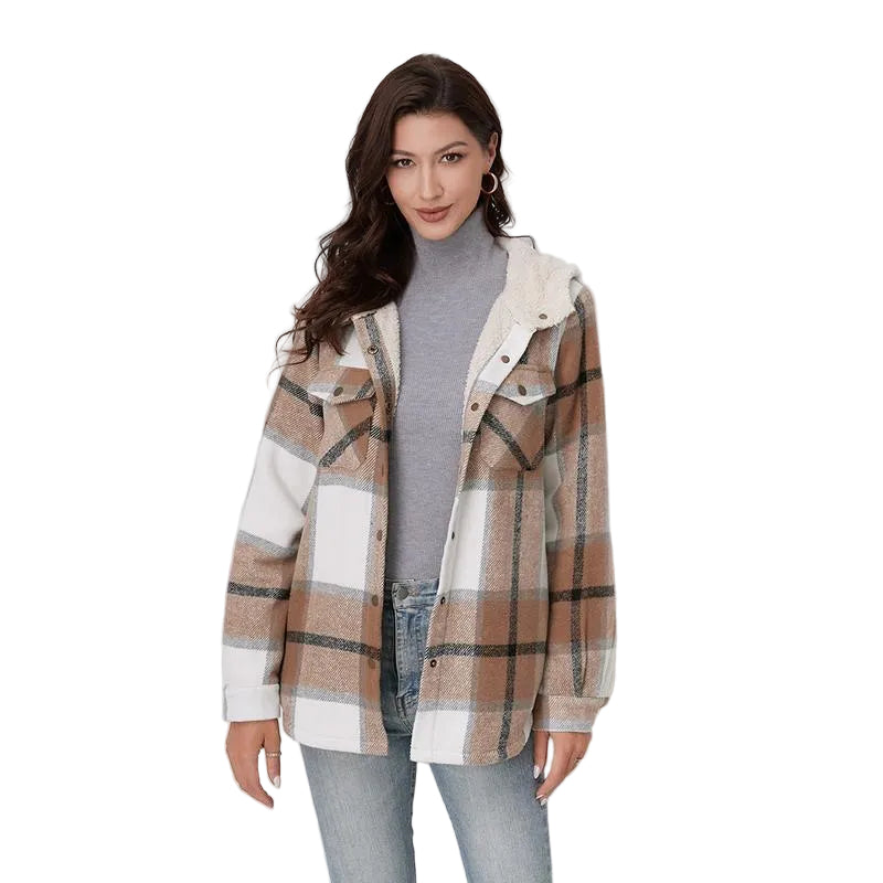 AMELIA - Women’s Plaid Hooded Flannel Jacket for Autumn & Winter