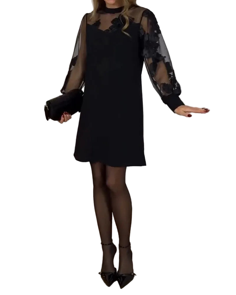 Riley | Mesh-Detail A-Line Dress