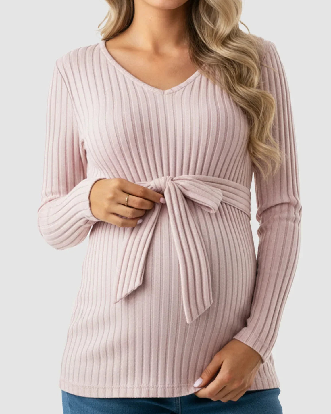 Gloria - Tie-Waist Ribbed Maternity Top