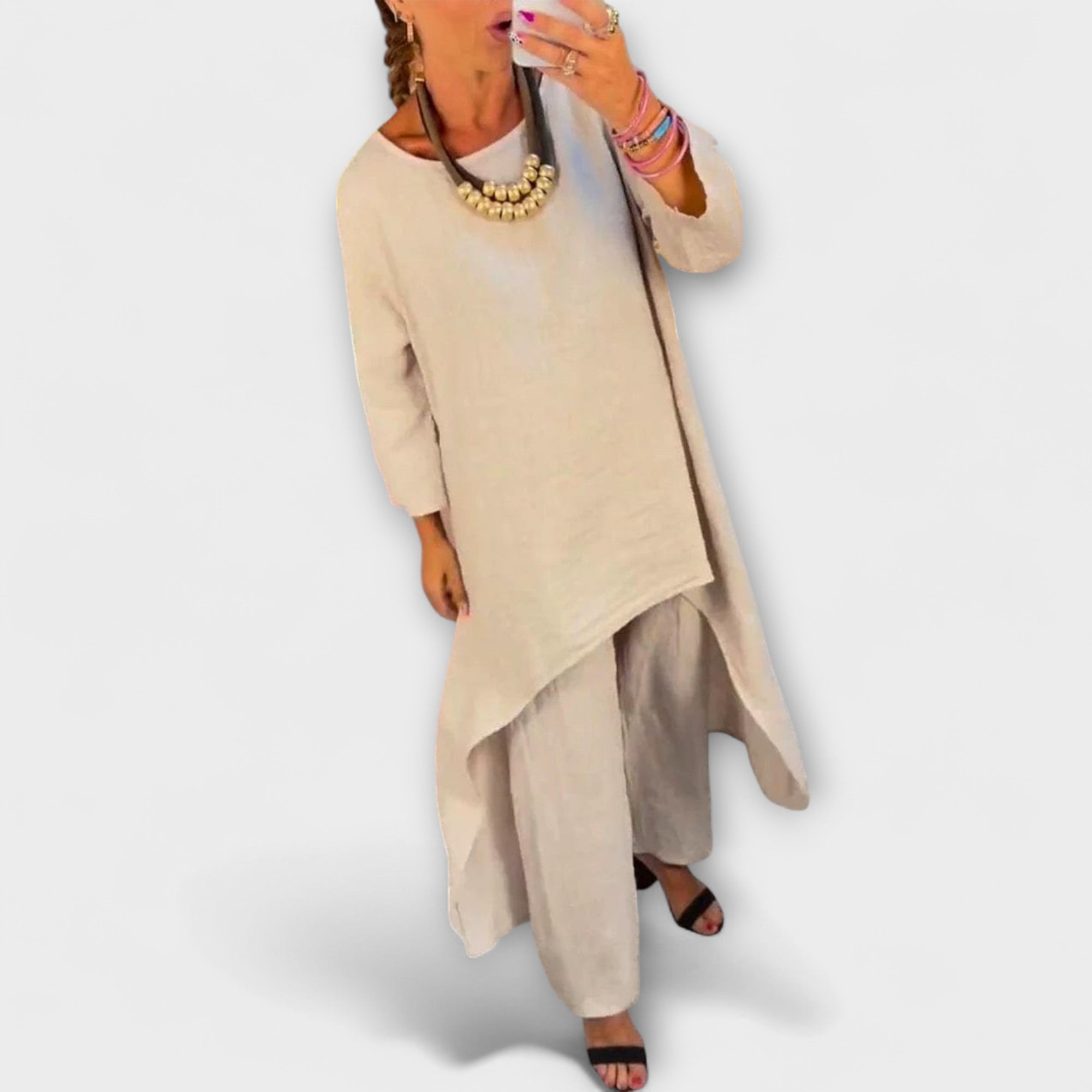 Tabea - Linen dress with round neckline