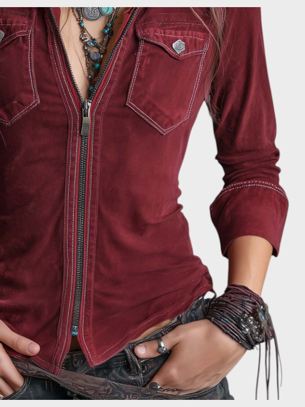 Mendy | Vintage shirt with zipper and pockets