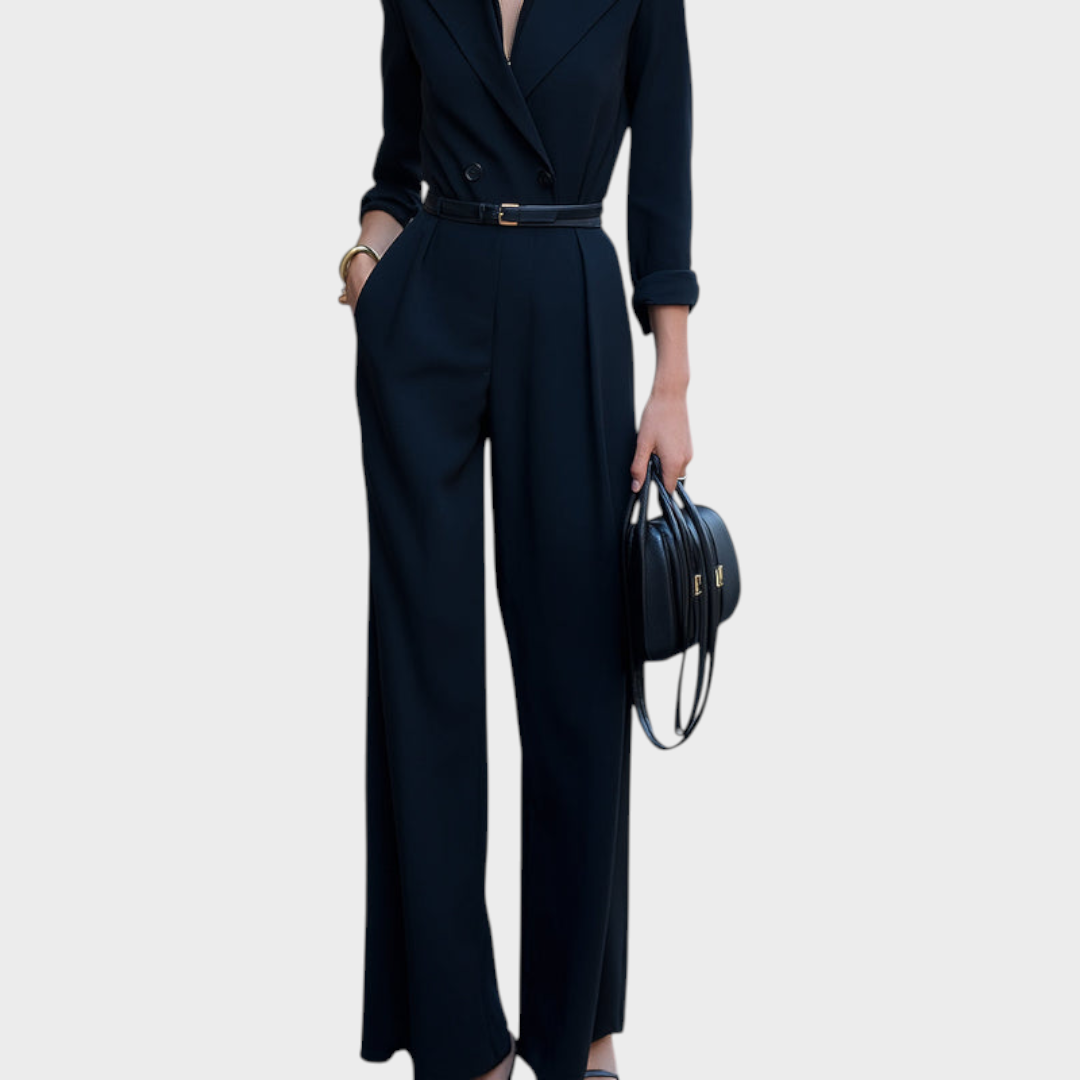 Maristella | Double-Breasted Belted Jumpsuit With Wide-Leg Trousers