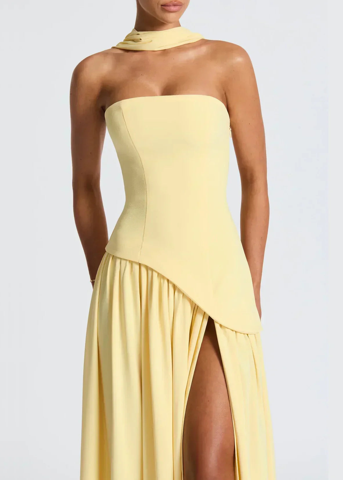 Elena – Maxi Dress with Off Shoulders, Slit & Choker Detail