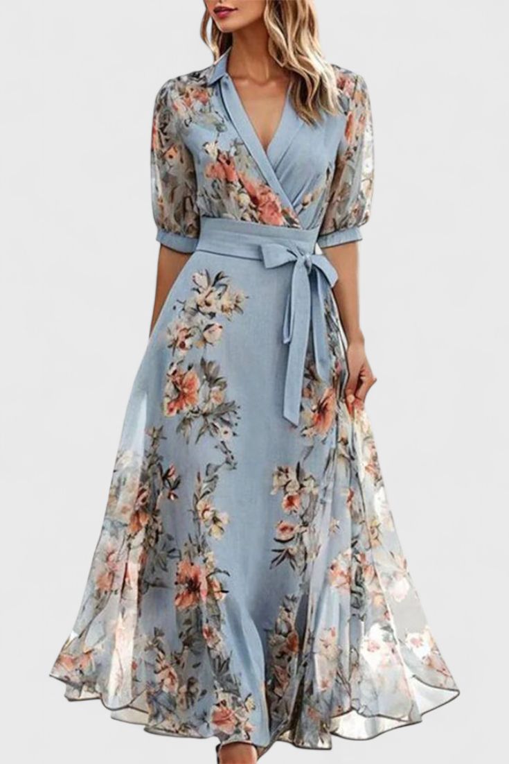 Arlet Floral Midi Dress with V-Neck