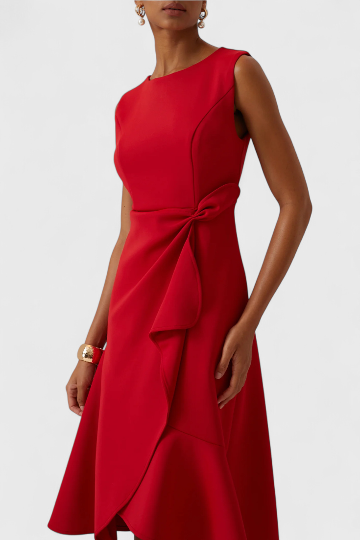 Claudia Midi Asymmetric Dress with Elegant Pleats