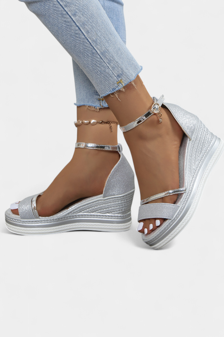Corinne Orthopedic Wedge Platform Sandals with Shiny Finish