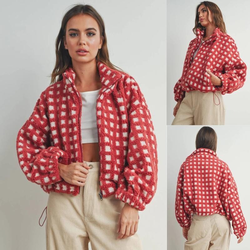 Cynthia | Fleece Jacket with Check Pattern