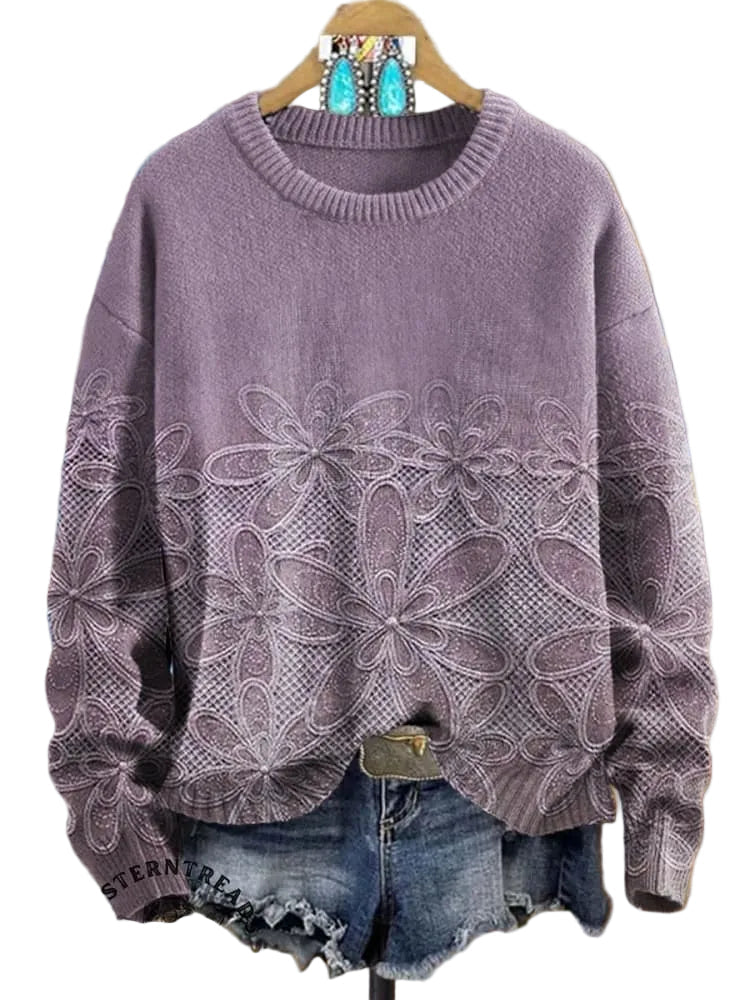 Ananya - Vintage Floral Art Print Casual Sweatshirt