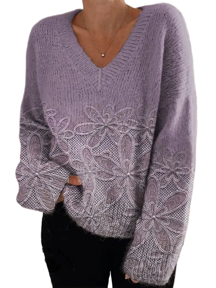 Ananya - Vintage Floral Art Print Casual Sweatshirt