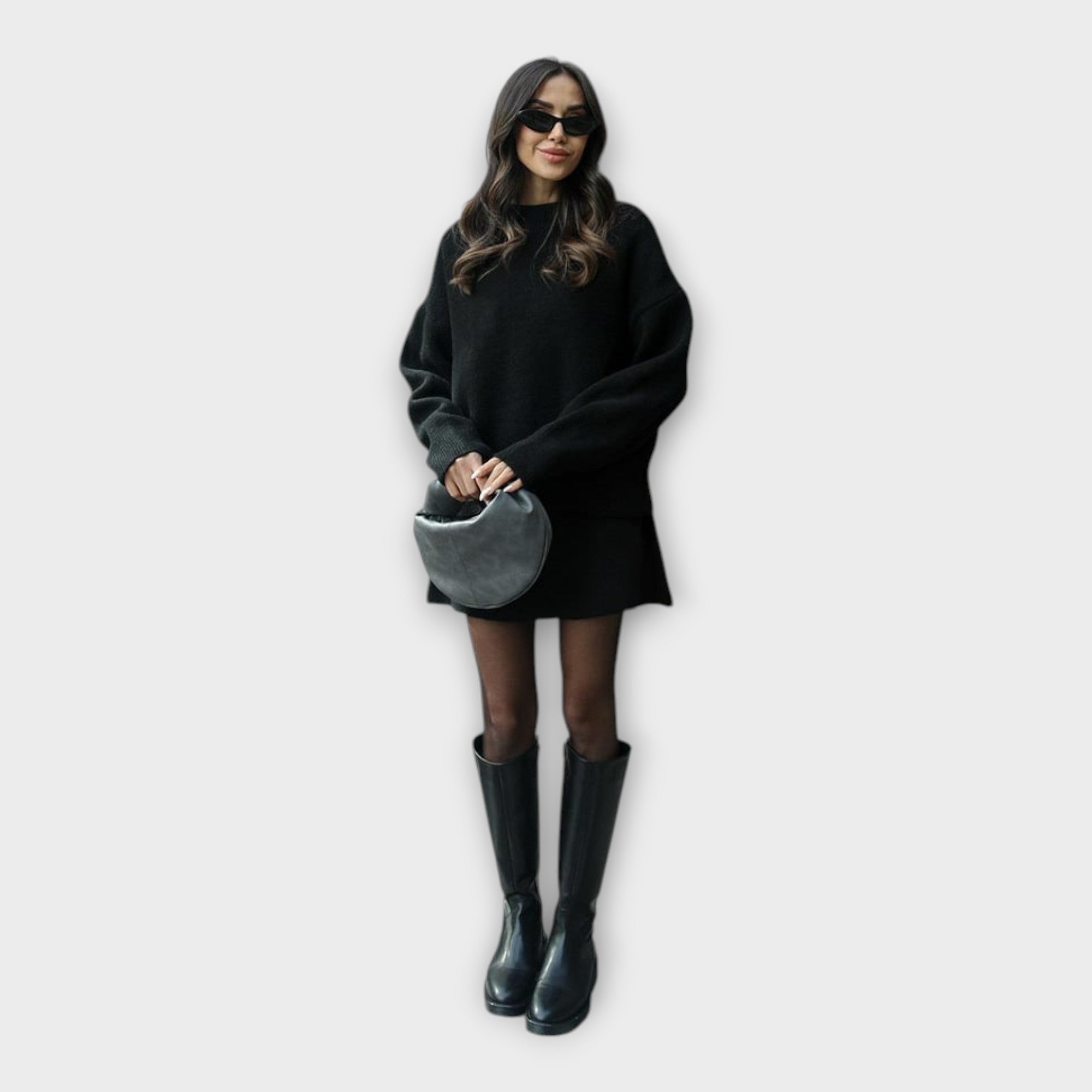 Knitted Blouse and Skirt Set with a Modern Line