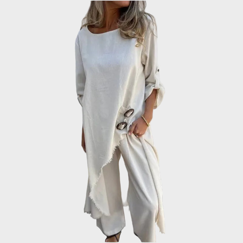 Soni | New Cotton and Linen Dress & Pants Set - Comfortable Two Piece Set