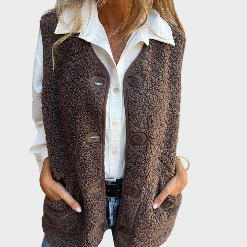 Lynora | Short Warm Vest with Buttons
