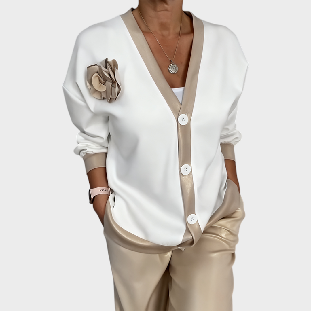 Madeline | Women's Everyday V-Neck Top & High-Waisted Pants 2-Piece Set